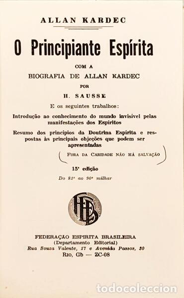 Libros: KARDEC. (Allan) - O PRINCIPIANTE ESPIRITA. - Foto 2