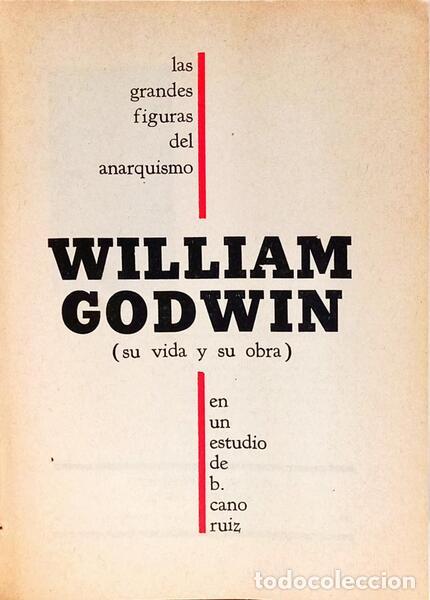 Libros: CANO RUIZ. (Benjam&iacute;n) - WILLIAM GODWIN (SU VIDA Y SU OBRA). - Foto 2