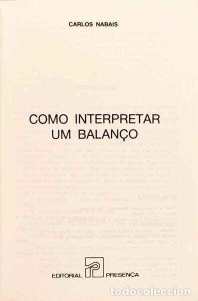 Libros: NABAIS. (Carlos) - COMO INTERPRETAR UM BALAN&Ccedil;O. [2.&ordf; EDI&Ccedil;&Atilde;O] - Foto 2