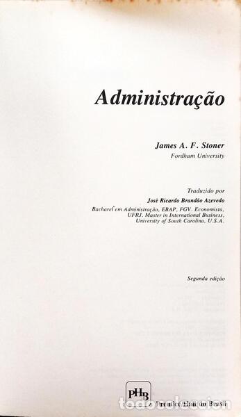 Libros: STONER. (James A. F.) - ADMINISTRA&Ccedil;&Atilde;O. - Foto 2