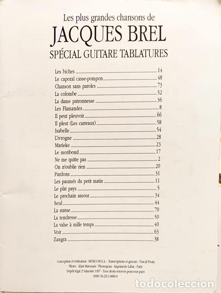 Libros: BREL. (Jacques) - SP&Eacute;CIAL GUITARE TABLATURES. - Foto 2