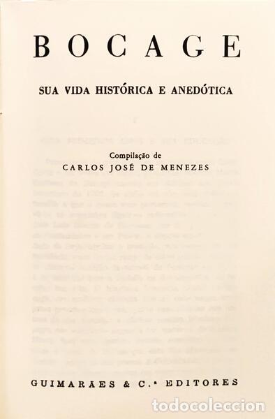 Libros: MENEZES. (Carlos Jos&eacute; de) - BOCAGE, SUA VIDA HIST&Oacute;RICA E ANED&Oacute;TICA. - Foto 2