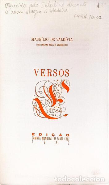 Libros: MAUR&Iacute;LIO DE VALD&Iacute;VIA. - VERSOS. - Foto 2