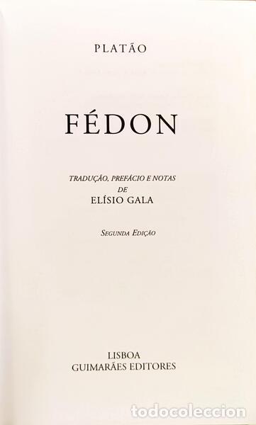 Libros: PLAT&Atilde;O. - F&Eacute;DON. (OU ACERCA DA ALMA). [2.&ordf; EDI&Ccedil;&Atilde;O] - Foto 2