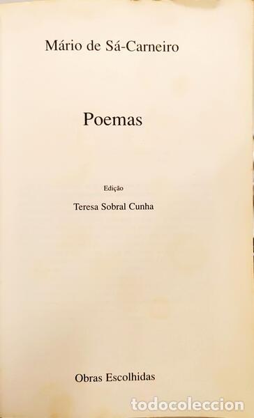 Libros: S&Aacute;-CARNEIRO. (M&aacute;rio de) - POEMAS. - Foto 2