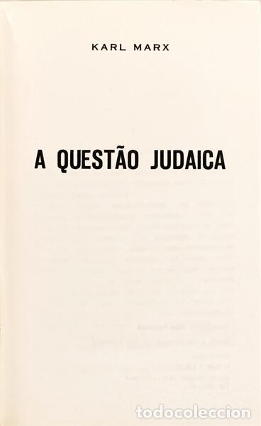Libros: MARX. (Karl) - A QUEST&Atilde;O JUDAICA. - Foto 2