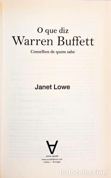 Libros: LOWE. (Janet) - O QUE DIZ WARREN BUFFETT. - Foto 2