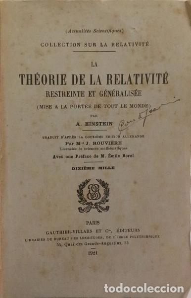 Libros: EINSTEIN. (Albert) - TH&Eacute;ORIE DE LA RELATIVIT&Eacute;, RESTREINTE ET G&Eacute;NERALIS&Eacute;E. - Foto 1