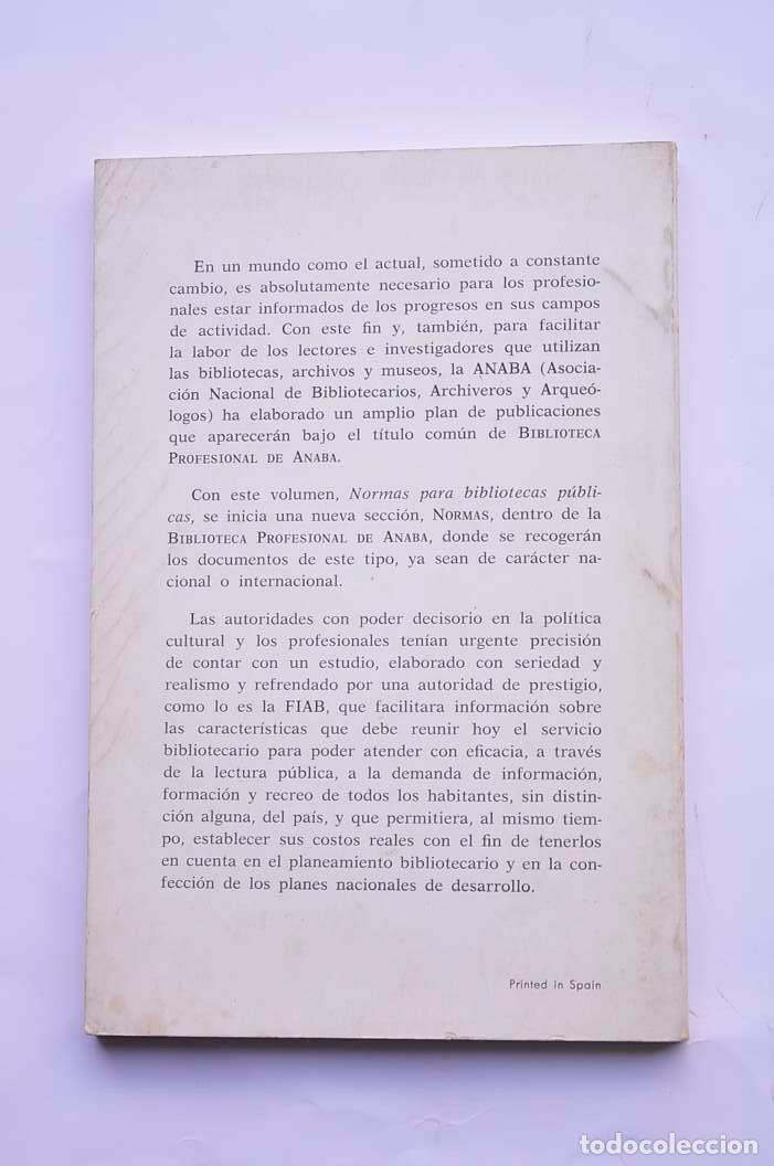 Libros: Normas para bibliotecas p&uacute;blicas - IFLA - FIAB - Foto 3