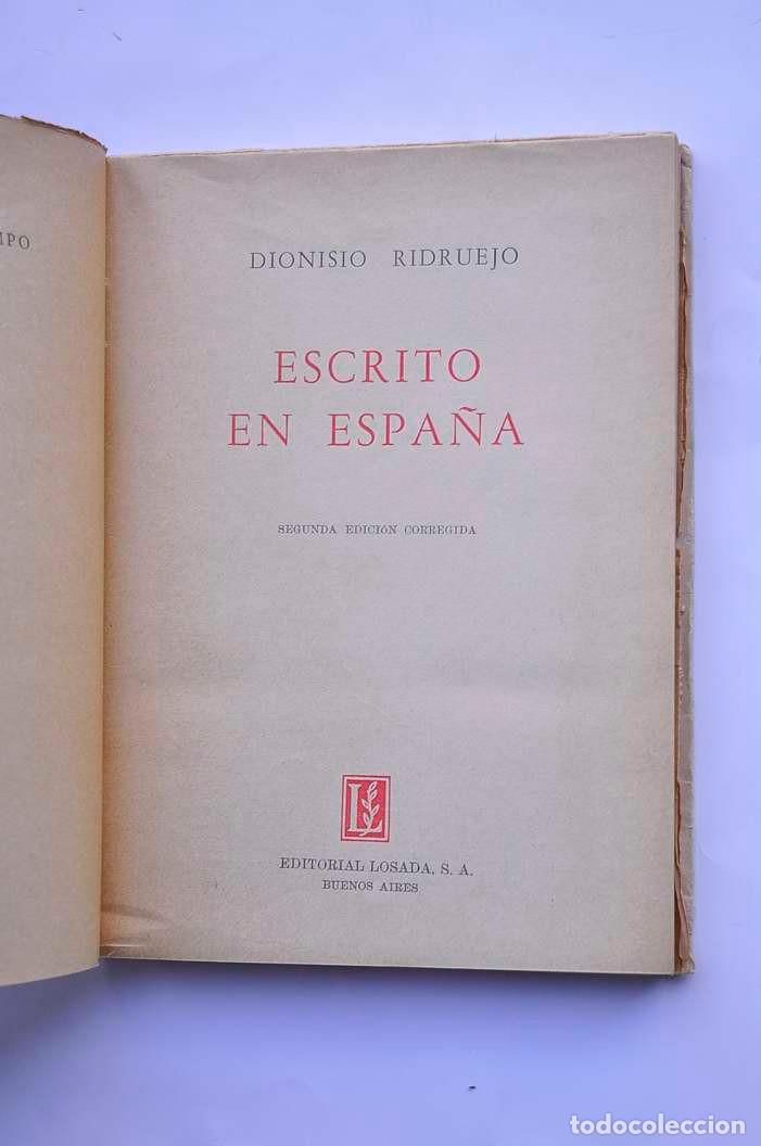 Libros: Escrito en Espa&ntilde;a - RIDRUEJO, Dionisio - Foto 2