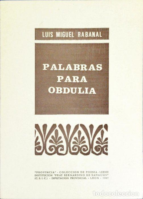 Libros: Palabras para Obdulia.&ldquo;Provincia&rdquo;-colecci&oacute;n de poes&iacute;a -LXXXIII - RABANAL, LUIS MIGUEL