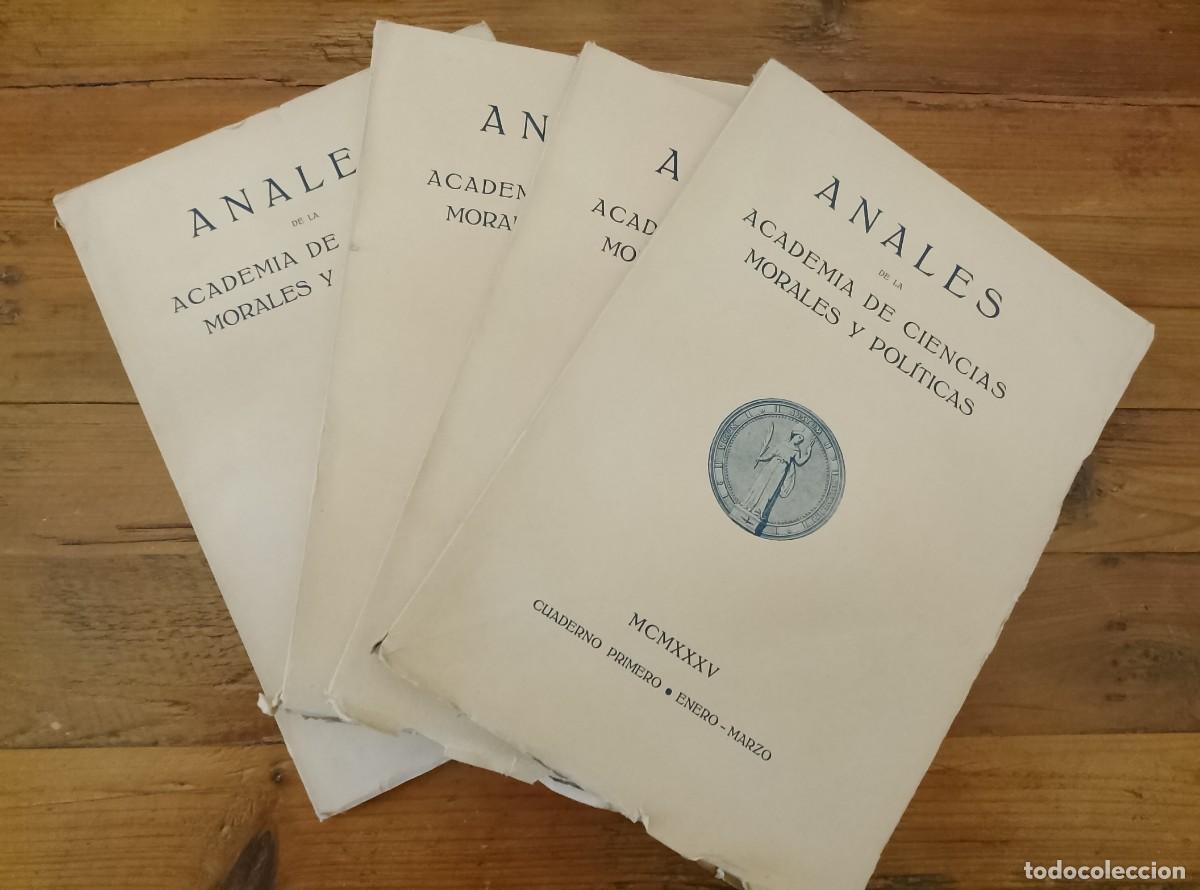 Libros: vvaa - ANALES DE LA ACADEMIA DE CIENCIAS MORALES Y POLITICAS. Cuadernos I, II, III y IV. Enero - Dic