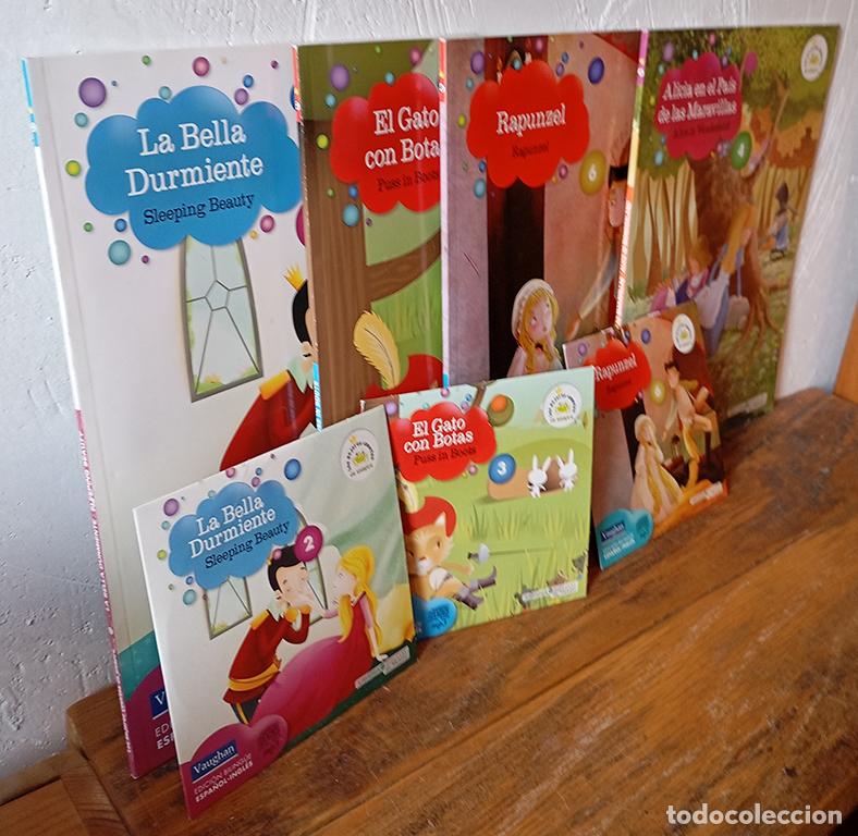 Libros: (4 cuentos) RAPUNCEL - RAPUNCEL (CD) / EL GATO CON BOTAS - PUSS IN BOOTS (CD) / LA BELLA DURMIENTE- - Foto 1