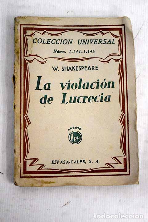 Libros: La violaci&oacute;n de Lucrecia.- Shakespeare, William