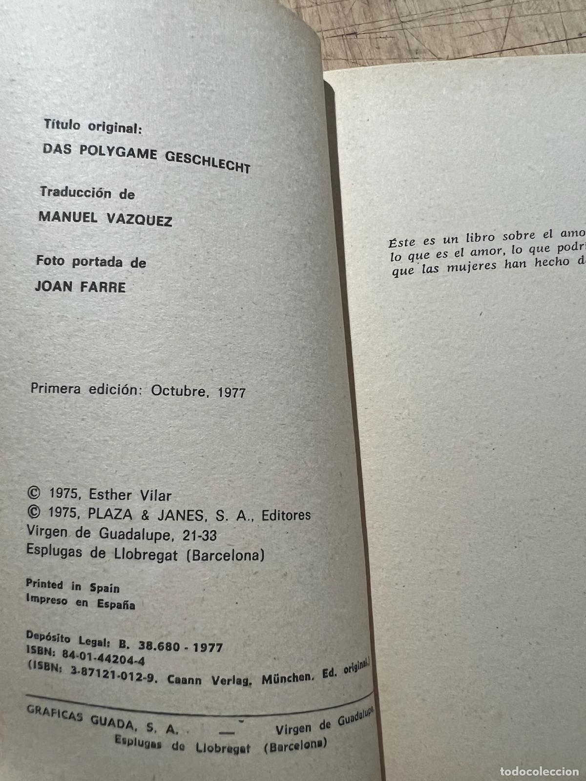 Libros: El varon poligamo - Esther Vilar - Foto 3