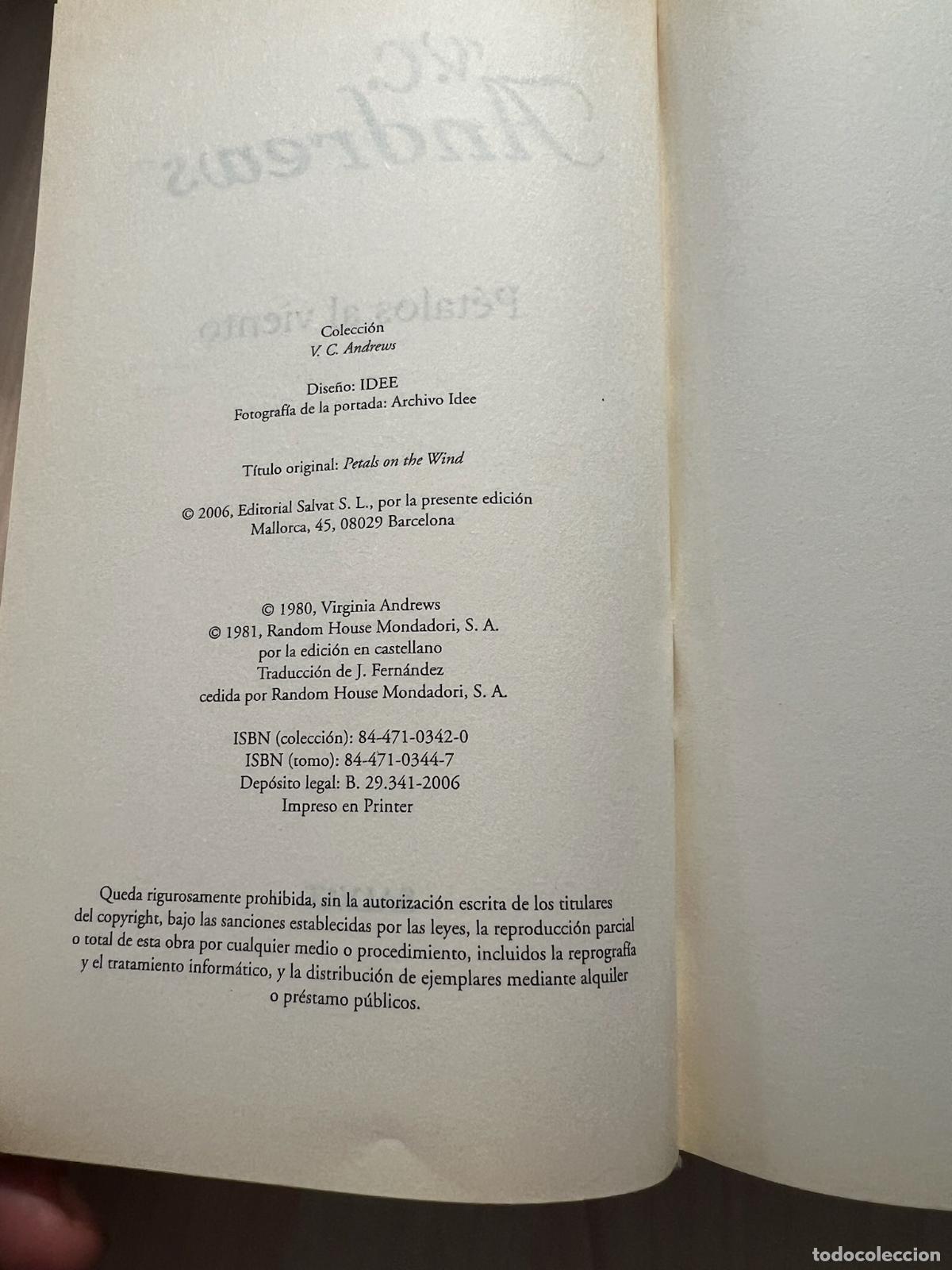 Libros: P&eacute;talos al viento - V. C. Andrews - Foto 3