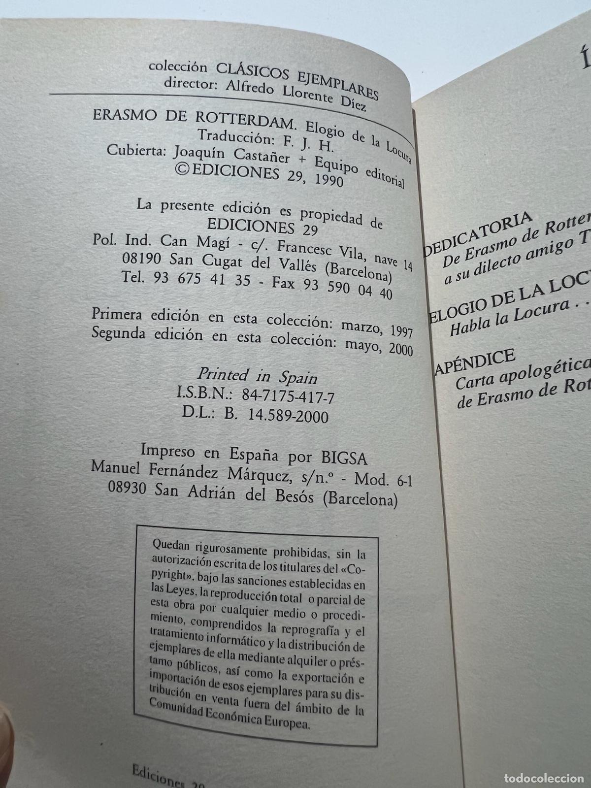 Libros: Elogio en la locura - Erasmo de rotterdam - Foto 3