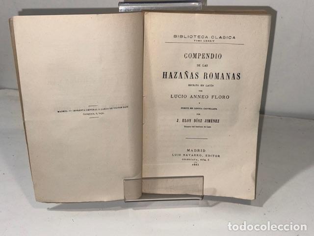 Libros: COMPENDIO DE LAS HAZA&Ntilde;AS ROMANA LUCIO ANNEO FLORO 1885 - Foto 3