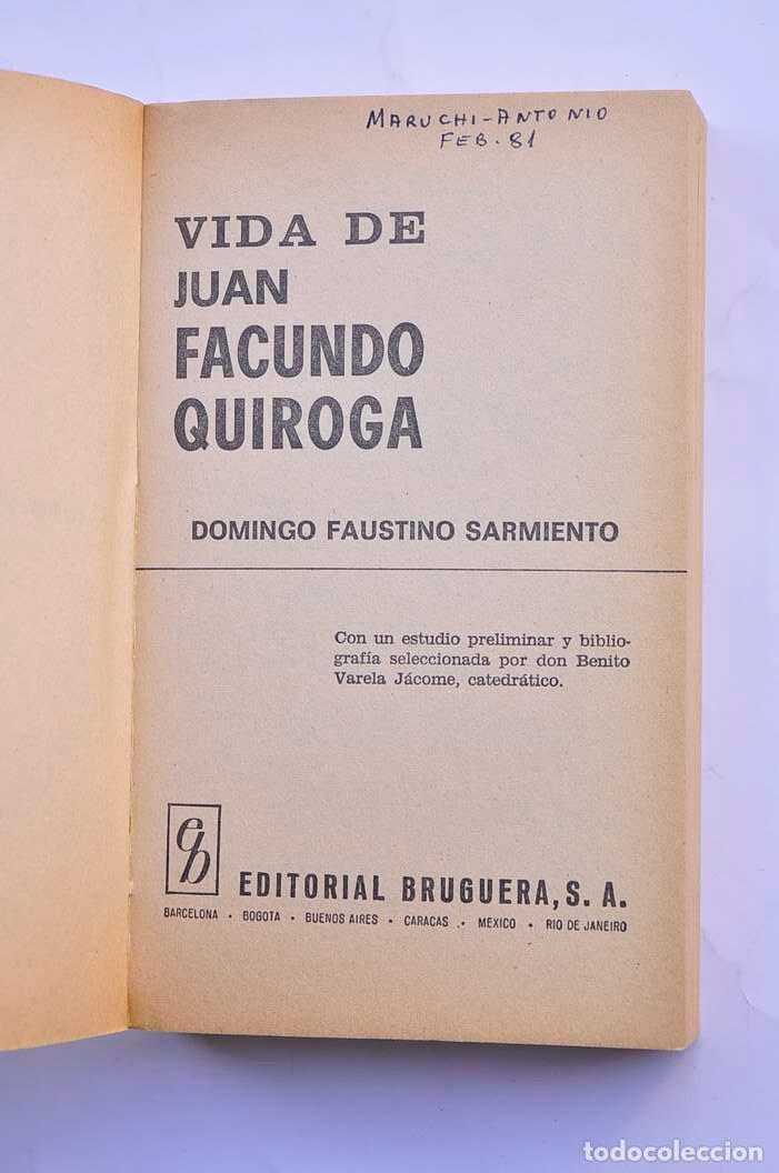 Libros: Vida de Juan Facundo Quiroga - FAUSTINO SARMIENTO, Domingo - Foto 2