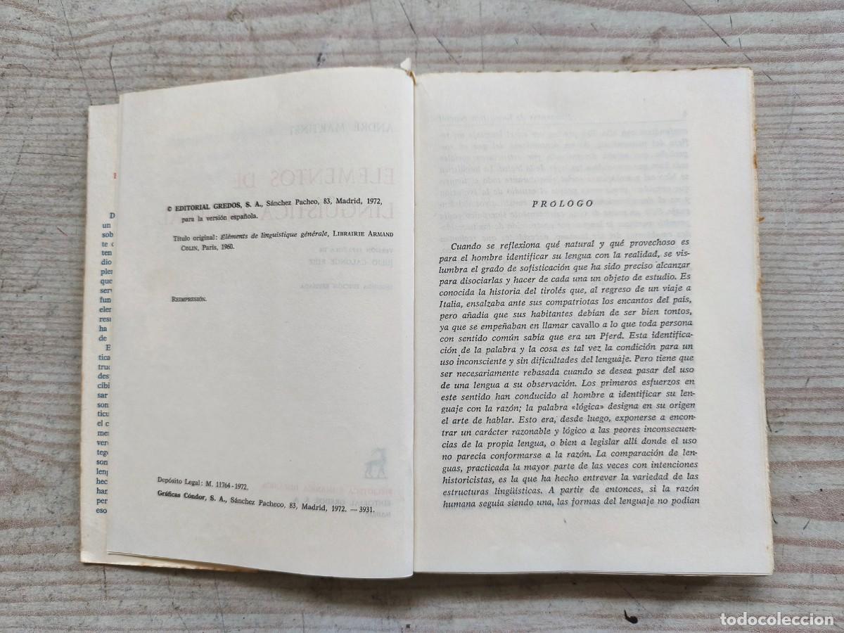 Libros: Elementos de linguistica general - Andre Martinet - 1972 - Gredos - Foto 3