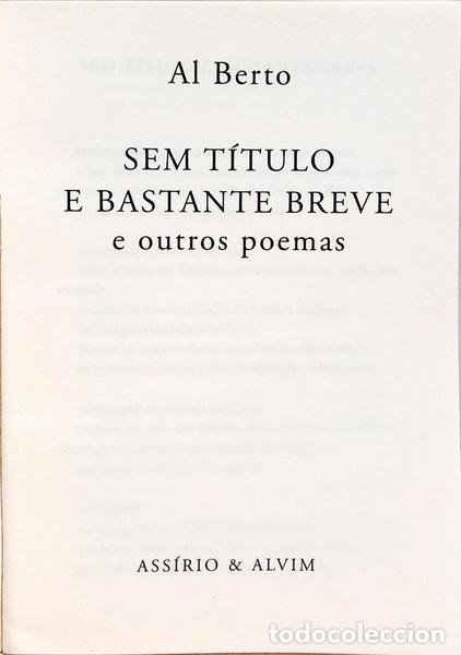 Libros: AL BERTO. - SEM T&Iacute;TULO E BASTANTE BREVE. - Foto 2