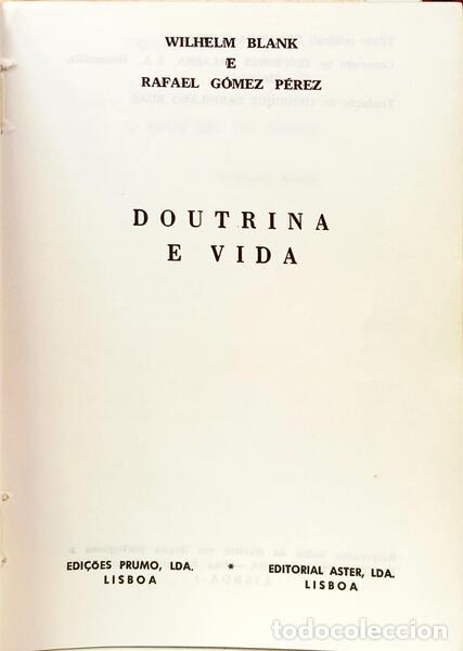 Libros: BLANK. (Wilhelm) e Rafael G&oacute;mez P&eacute;rez. - DOUTRINA E VIDA. - Foto 2