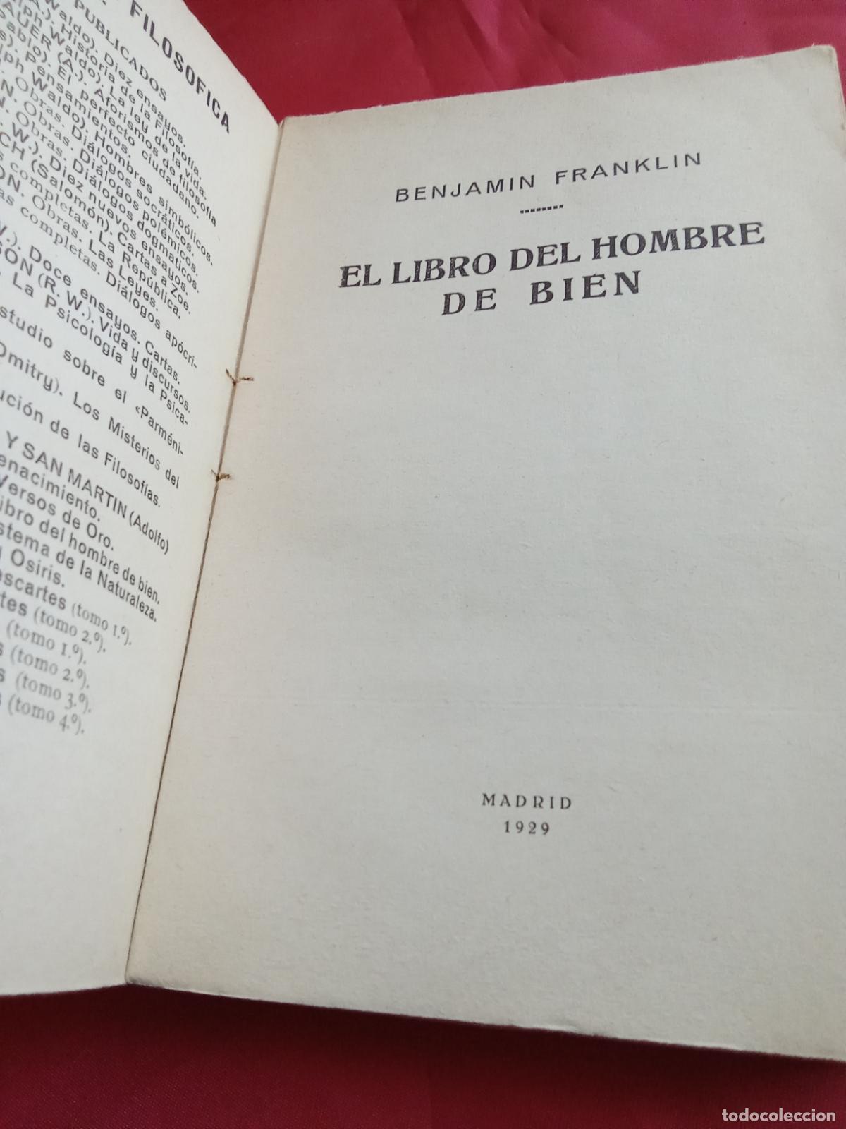 Libros: El libro del hombre de bien. Benjamin Franklin 1929 L.9309-735 - Foto 3