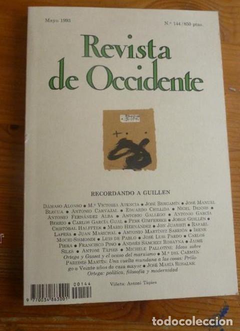Libros: REVISTA DE OCCIDENTE. MAYO 1993. N&ordm; 144. RECORDANDO A GUILLEN. 162 pp - - Foto 1