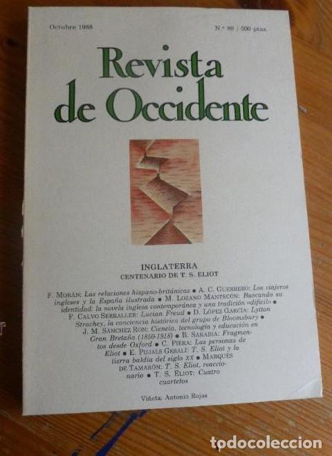 Libros: REVISTA DE OCCIDENTE.OCTUBRE 1988. N&ordm; 89. INGLATERRA.CENTENARIO T.S. ELIOT. 167 pp -
