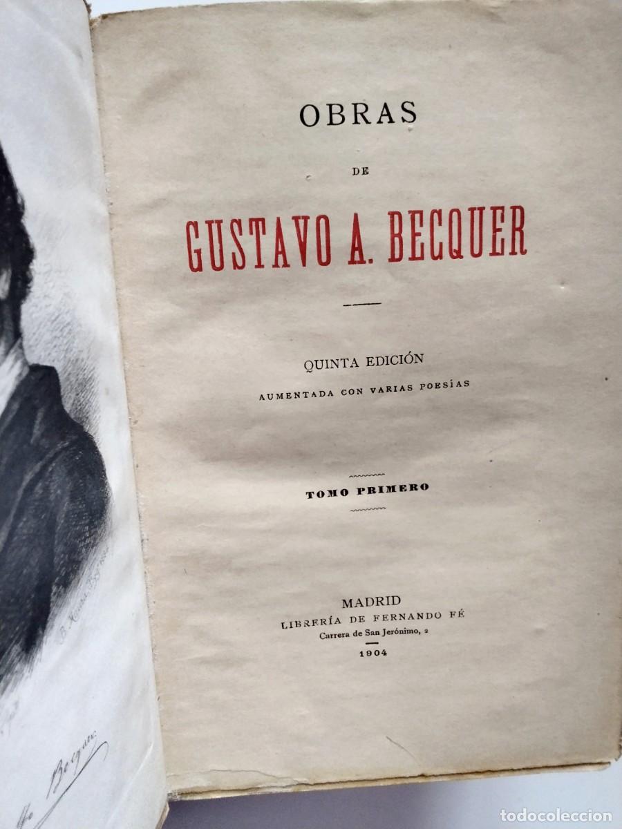 Libros: Gustavo Adolfo B&eacute;cquer - Obras de Gustavo A. B&eacute;cquer. Tomo Primero (I) - Foto 2