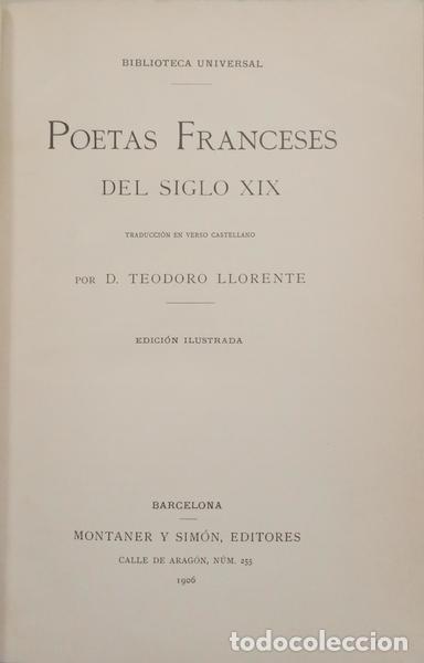 Libri di seconda mano: LLORENTE. (Teodoro) - POETAS FRANCESES DEL SIGLO XIX.