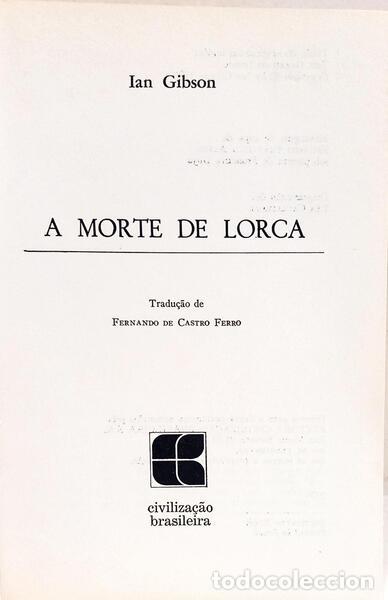 Libros: GIBSON. (Ian) - A MORTE DE LORCA. - Foto 2
