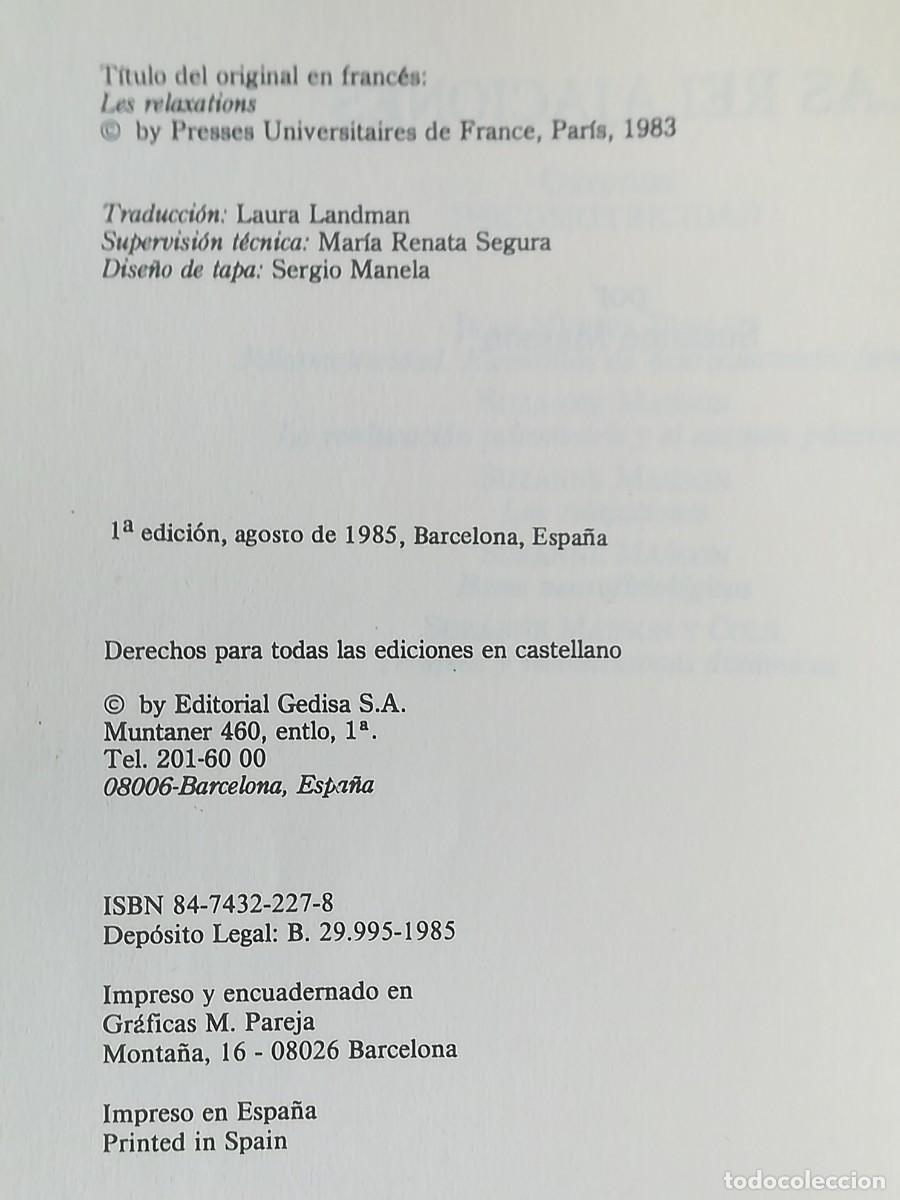 Libros: Las relajaciones (Suzanne Masson) Gedisa 1985. - Foto 2