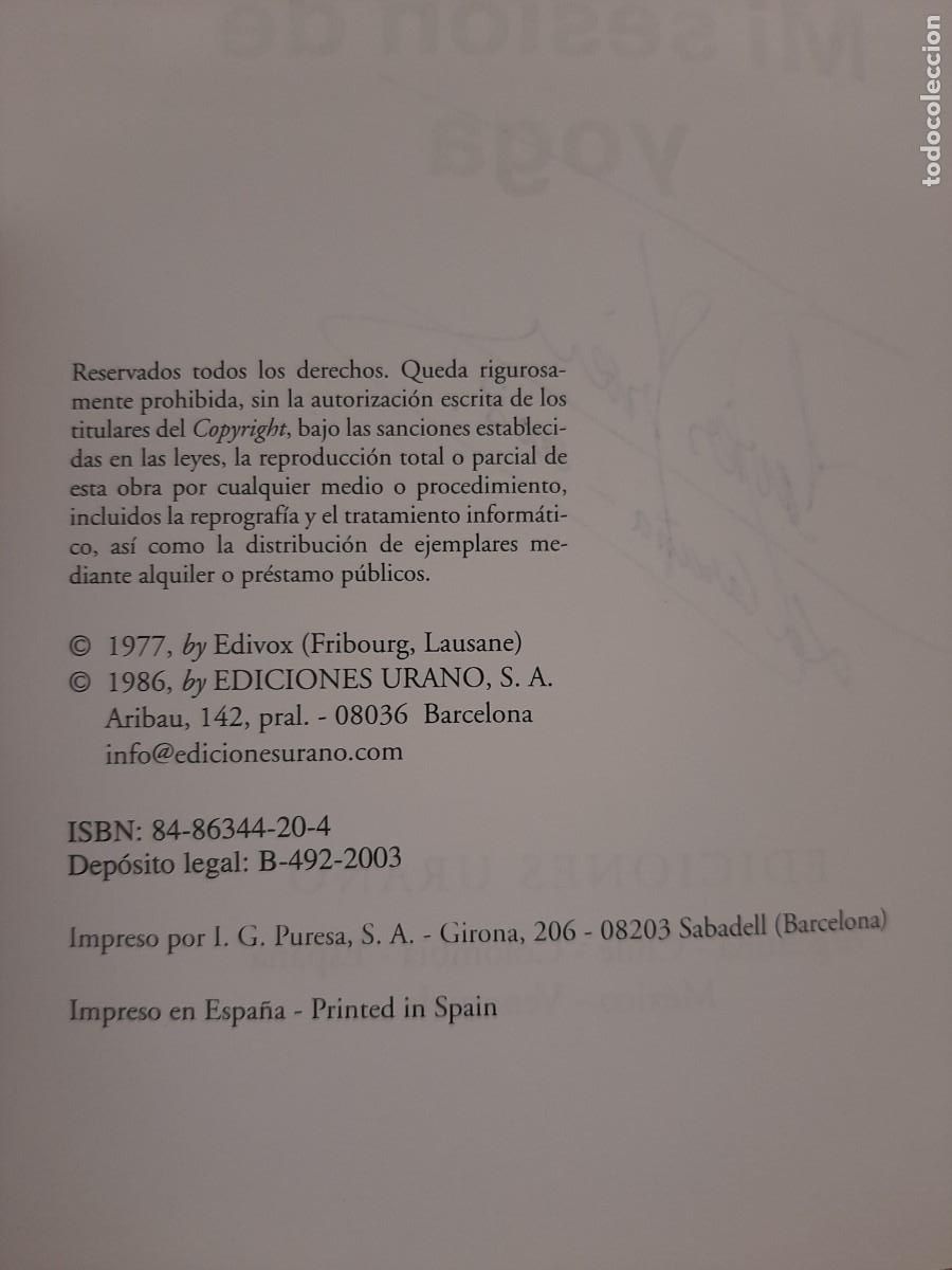 Libros: MI SESI&Oacute;N DE YOGA - Andr&eacute; Van Lysebeth - Urano, 2003 - Foto 4