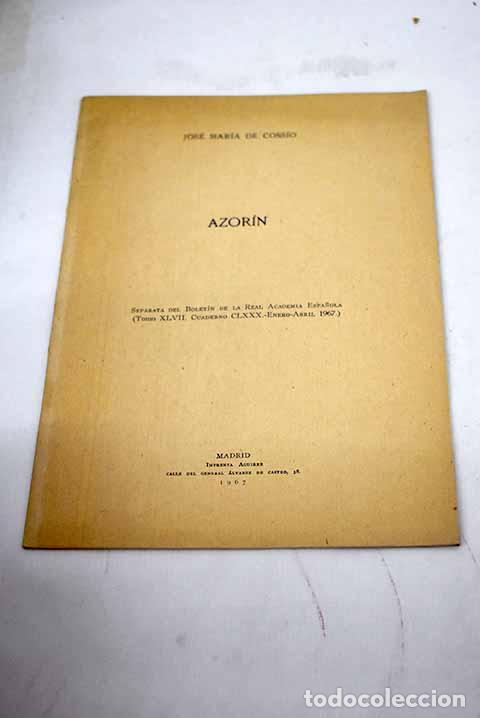 Libros: Azorin: Cossio, Jose M&ordf; de.- Cossio, Jose M&ordf; de