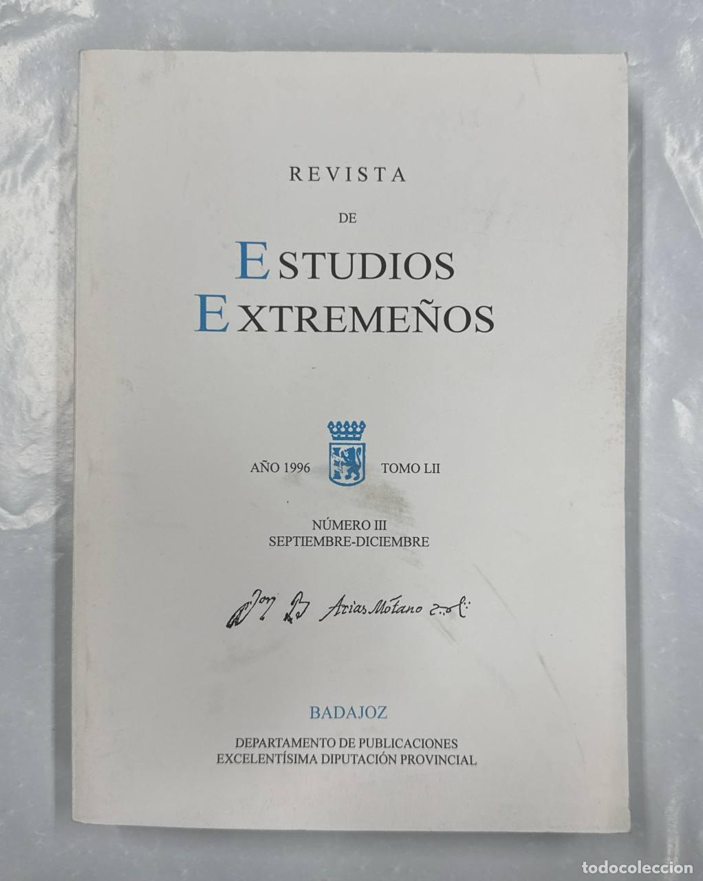 Libros: Revista de Estudios Extreme&ntilde;os. A&ntilde;o 1996 Tomo LII N&uacute;mero (III) Septiembre-Diciembre.