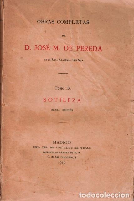 Libros: SOTILEZA - PEREDA, JOSE MARIA DE - Foto 1