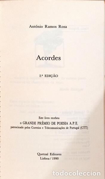 Libros: RAMOS ROSA. (Ant&oacute;nio) - ACORDES. [2.&ordf; Edi&ccedil;&atilde;o] - Foto 2