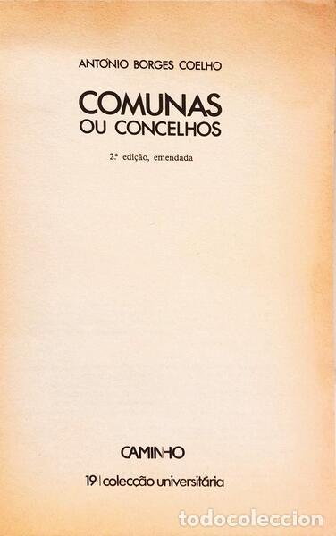 Libros: BORGES COELHO. (Ant&oacute;nio) - COMUNAS OU CONCELHOS. [2.&ordf; EDI&Ccedil;&Atilde;O] - Foto 2