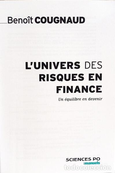 Libros: COUGNAUD. (Beno&icirc;t) - LUNIVERS DES RISQUE EN FINANCE. UN &Eacute;QUILIBRE EN DEVENIR. - Foto 2