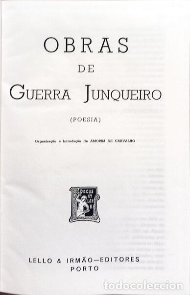 Libros: GUERRA JUNQUEIRO. (Ab&iacute;lio Manuel) - OBRAS DE GUERRA JUNQUEIRO. - Foto 2