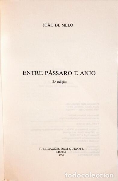 Libros: MELO. (Jo&atilde;o de) - ENTRE P&Aacute;SSARO E ANJO. [2.&ordf; EDI&Ccedil;&Atilde;O, COM TARJA] - Foto 2