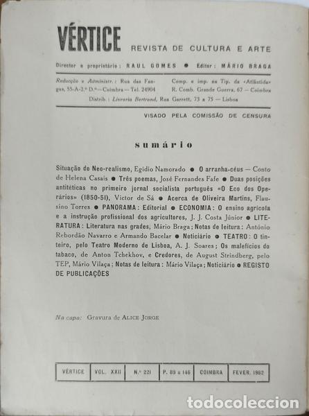 Libros: V&Eacute;RTICE, N.&ordm; 221, FEVEREIRO 1962. - Foto 2
