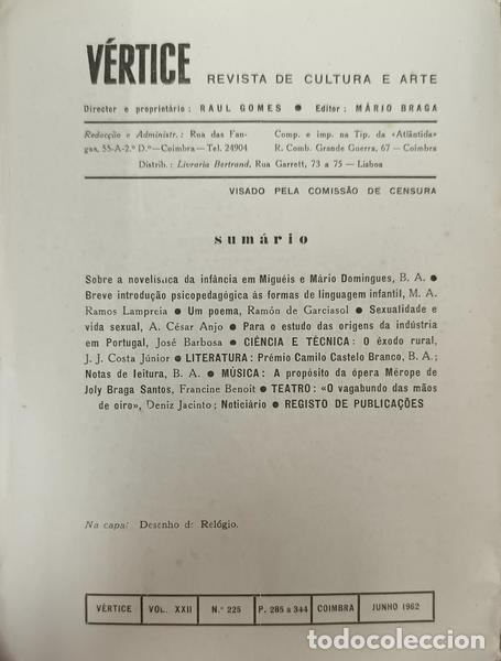 Libros: V&Eacute;RTICE, N.&ordm; 225, JUNHO 1962. - Foto 2