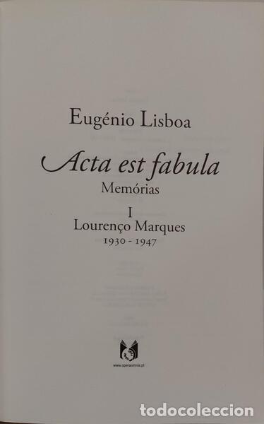 Libros: LISBOA. (Eug&eacute;nio) - ACTA EST FABULA, MEM&Oacute;RIAS I. - Foto 2