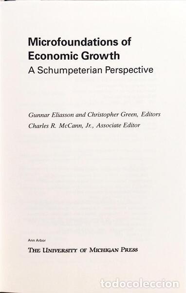 Libros: ELIASSON. (Gunnar) and Christopher Green. - MICROFOUNDATIONS OF ECONOMIC GROWTH. - Foto 2