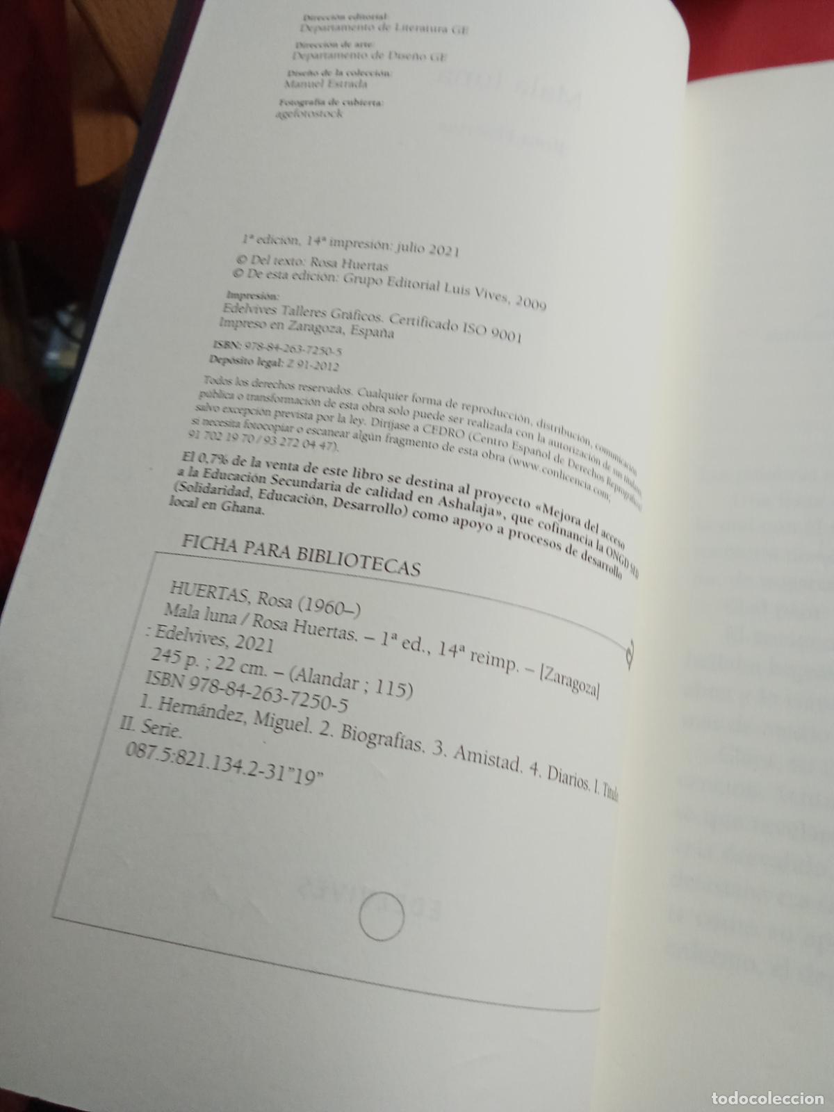 Libros: Mala luna. Rosa Huertas L.9309-842 - Foto 3