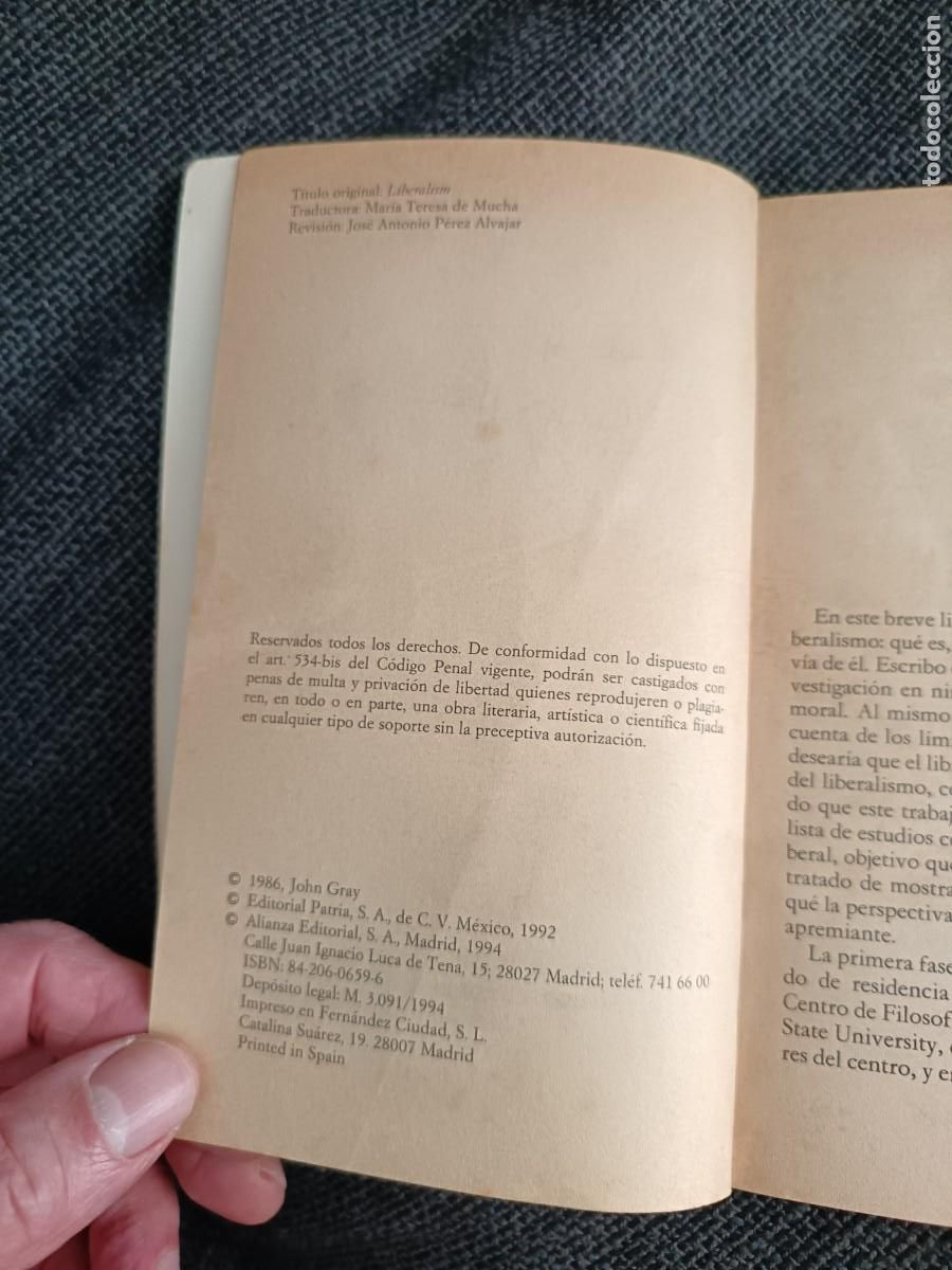Libros: Libro Liberalismo. John Gray. Alianza Editorial 1994. - Foto 4