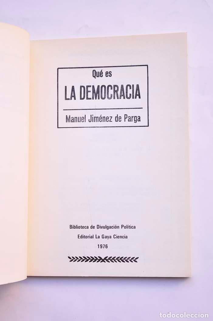 Libros: Qu&eacute; es la democracia - JIM&Eacute;NEZ DE PARGA, Manuel - Foto 2