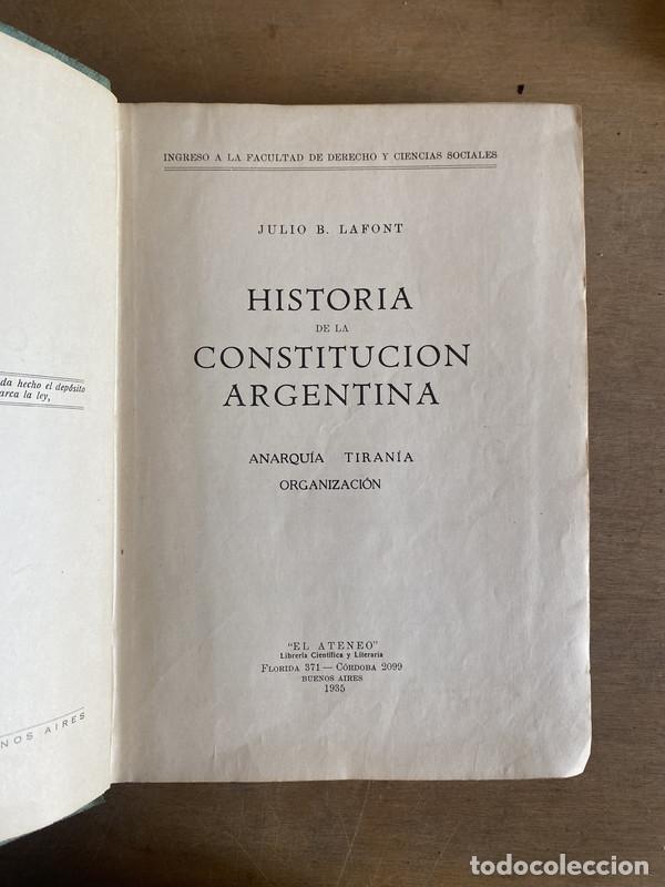Libri di seconda mano: Historia de la constitucion argentina - Lafont Julio B.